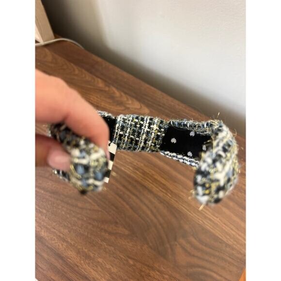 NWT Lele Sadoughi Boucle Knotted Headband Women's Golden Graphite One Size - Picture 6 of 7